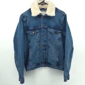 Tecovas Denim Shearling Trucker Jacket Mens S Blue Western TECMFW22O05